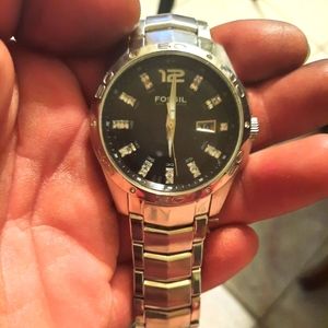 Diamond fossil watch